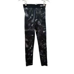 Nike Pro Dri Fi Small Black White Graphic Leggings Athletic